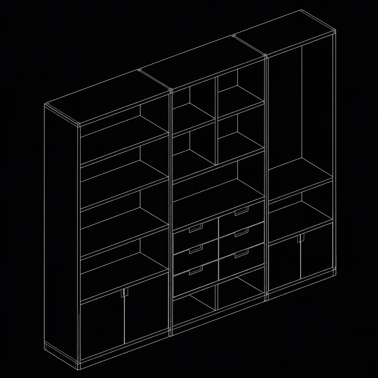 Generated isometric line drawing
